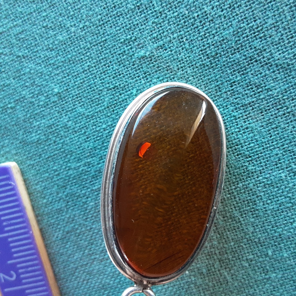 Genuine amber sterling silver necklace - Picture 9 of 16